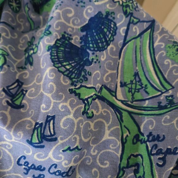 Lilly Pulitzer Retired Murfee Scarf Nantucket Islands Blue Print Silk Cashmere - Picture 12 of 13